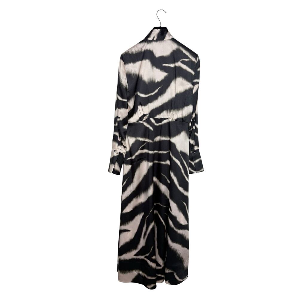 St John Long Sleeve Zebra Print Scarf Tie Neck Midi Dress Size 6 - Picture 4 of 8